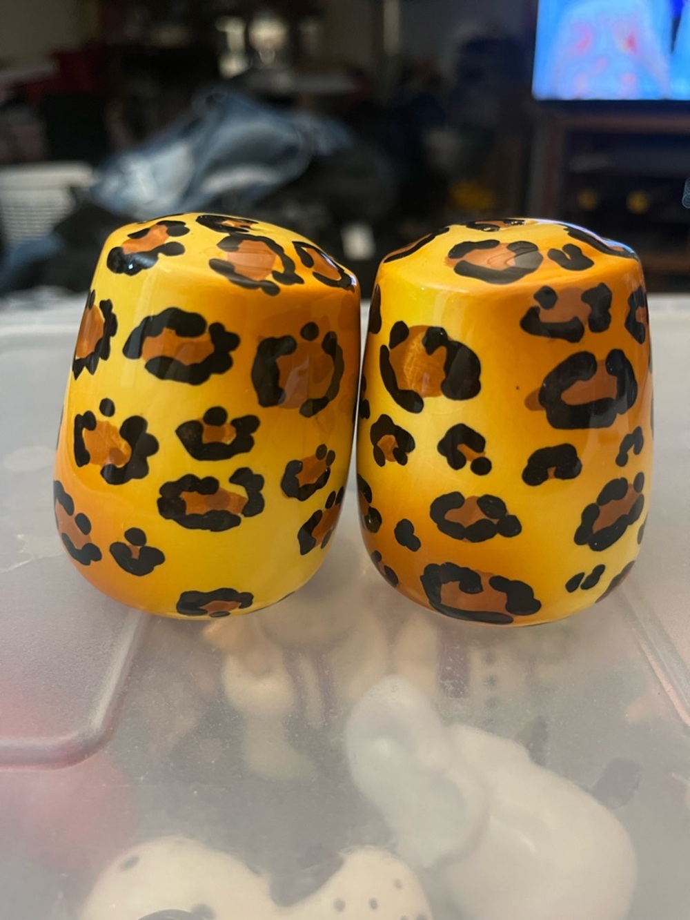 Leopard Print Ceramic Salt & Pepper Shakers - Yellow Orange
